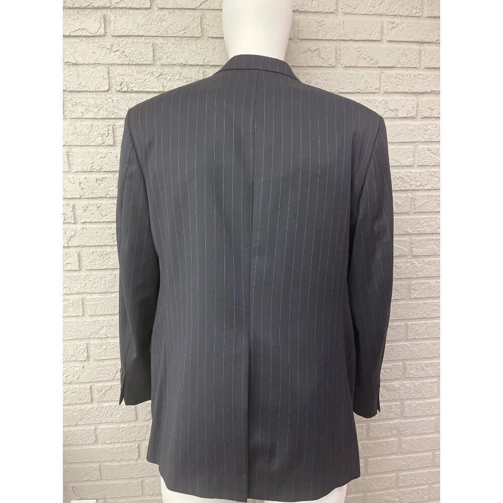 LAUREN Ralph Lauren Men Navy Pin Stripe Wool Blazer / Sport Coat Size 44R